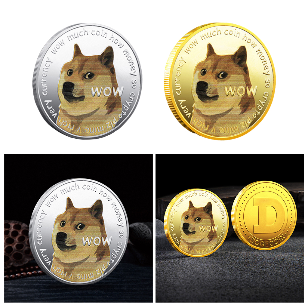 Dog Commemorative Coins Dogecoin Display Desktop Shelf Decor Diameter 4cm