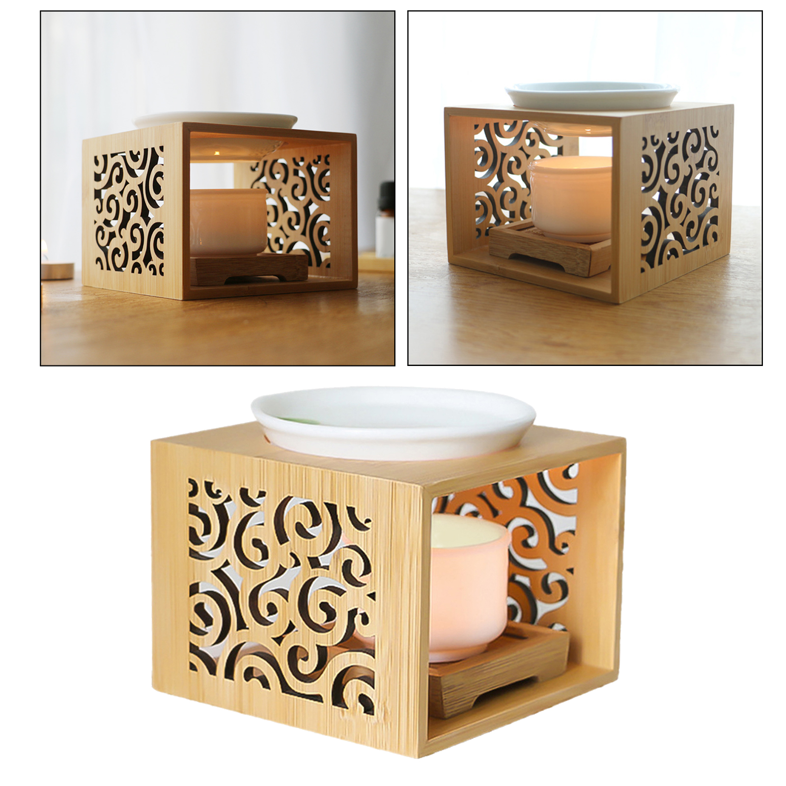 Essential Oil Burner Wax Melt Warmer Candle Tealight Holder Home Yoga Decor
