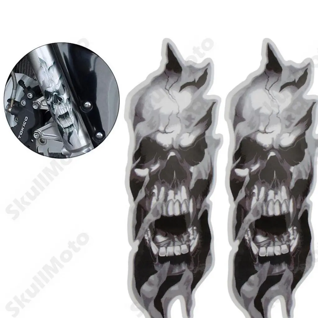 Motorcycle Front Fork Skull Decals Graphic Sticker For Kawasaki Ninja Vulcan High-quality weatherproof graphics