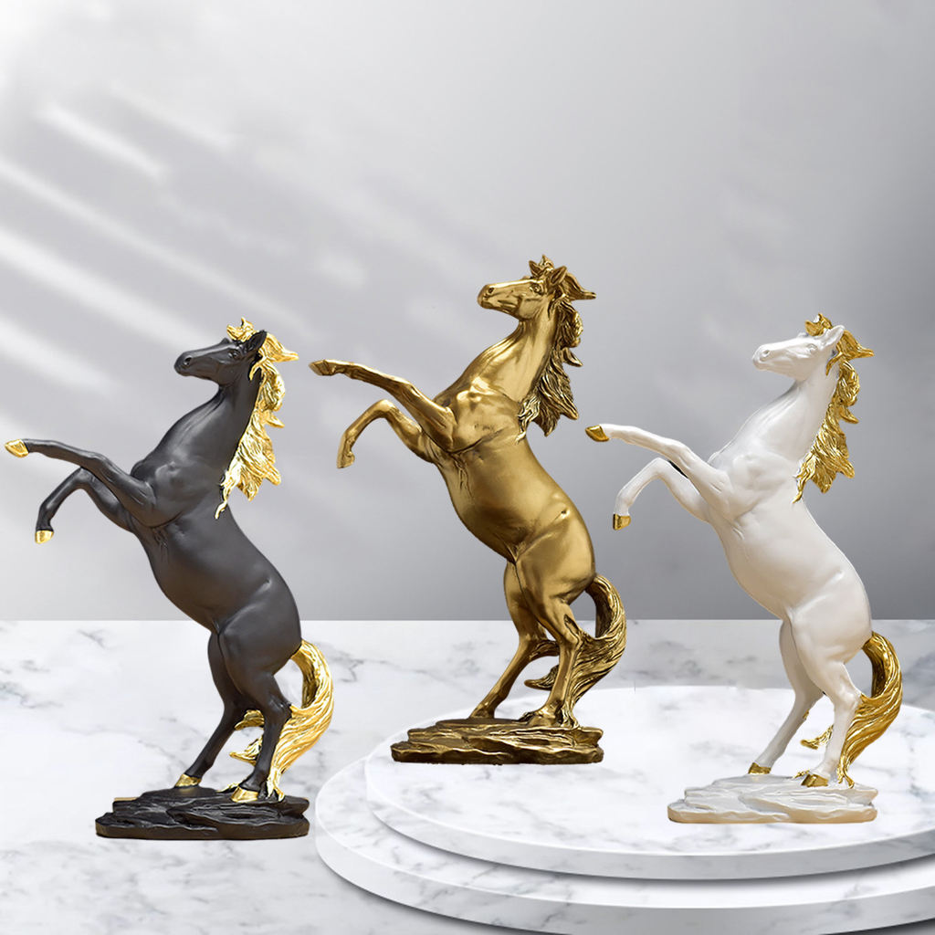 Galloping Horse Statue Resin Horse Figurine Decoration Bookcase Bookshelf Shelf Powerful Horse Sculpture Ornament
