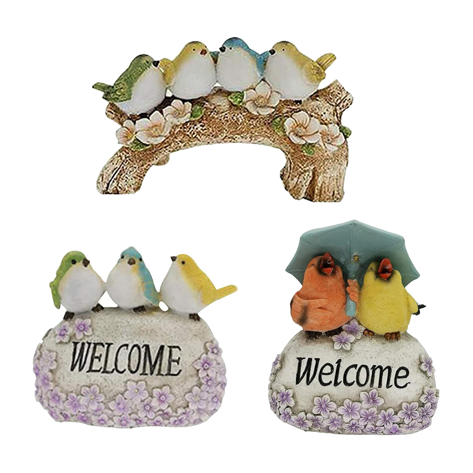 Solar LED Welcome Sign Yard Garden Birds Statue Lawn Decor for Flower Beds
