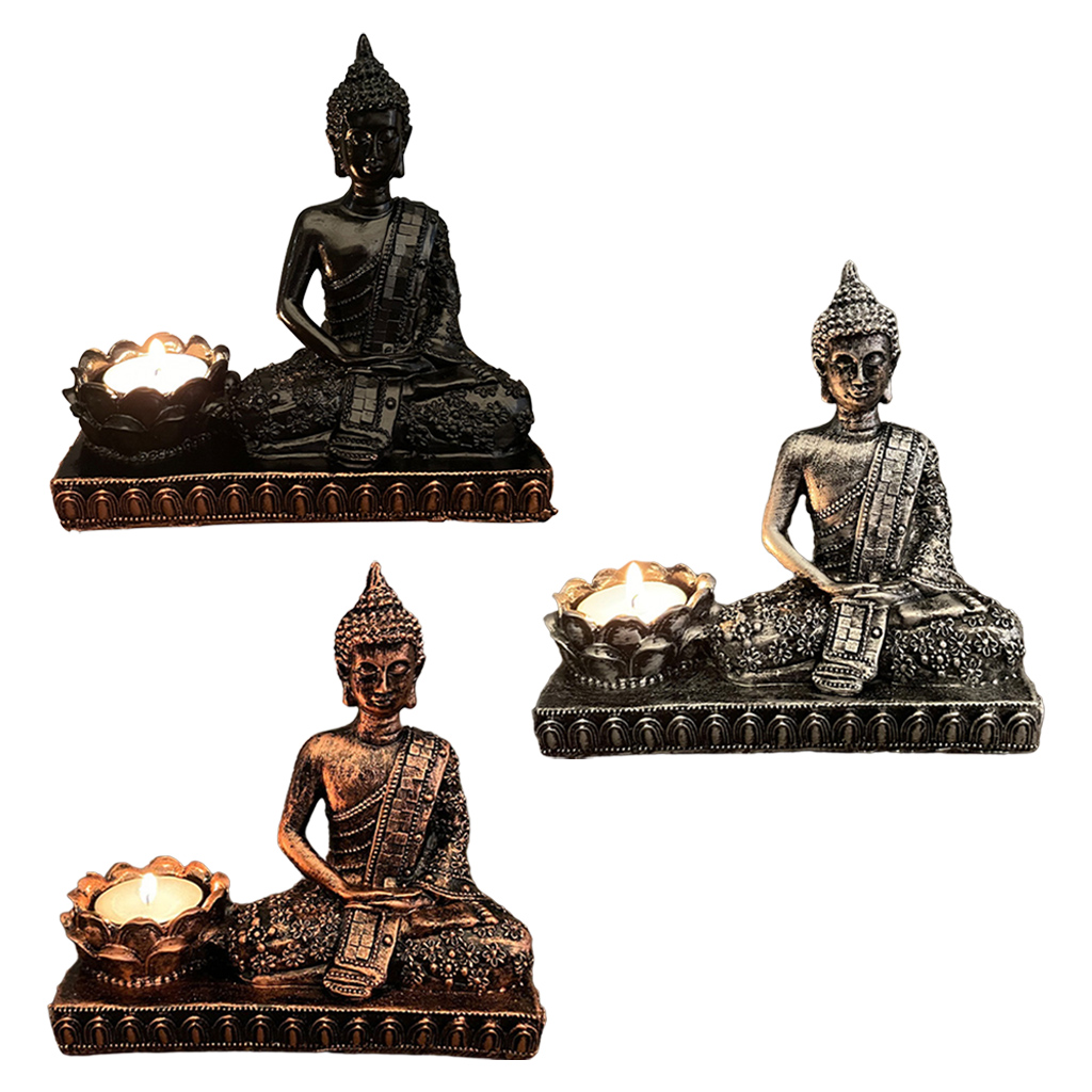 Meditating Buddha Statue Sculpture Decorative Tealight Holder/Candle Holder for Home Garden Patio Decor