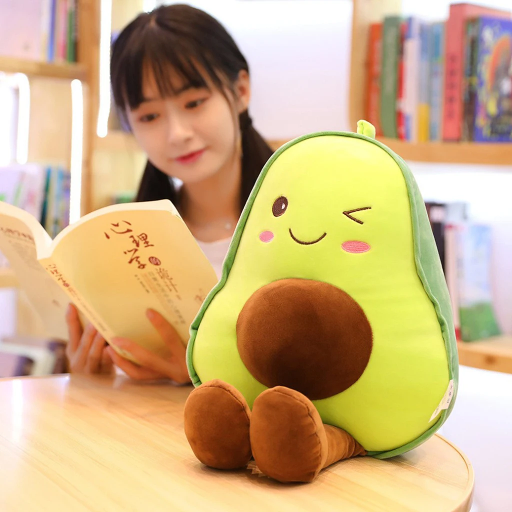 Cartoon Kawaii 17.72inch Stuffed Plush Avocado Sleeping Cuddle Fruit Plush Doll Sofa Cushion Home Decor Birthday Gift