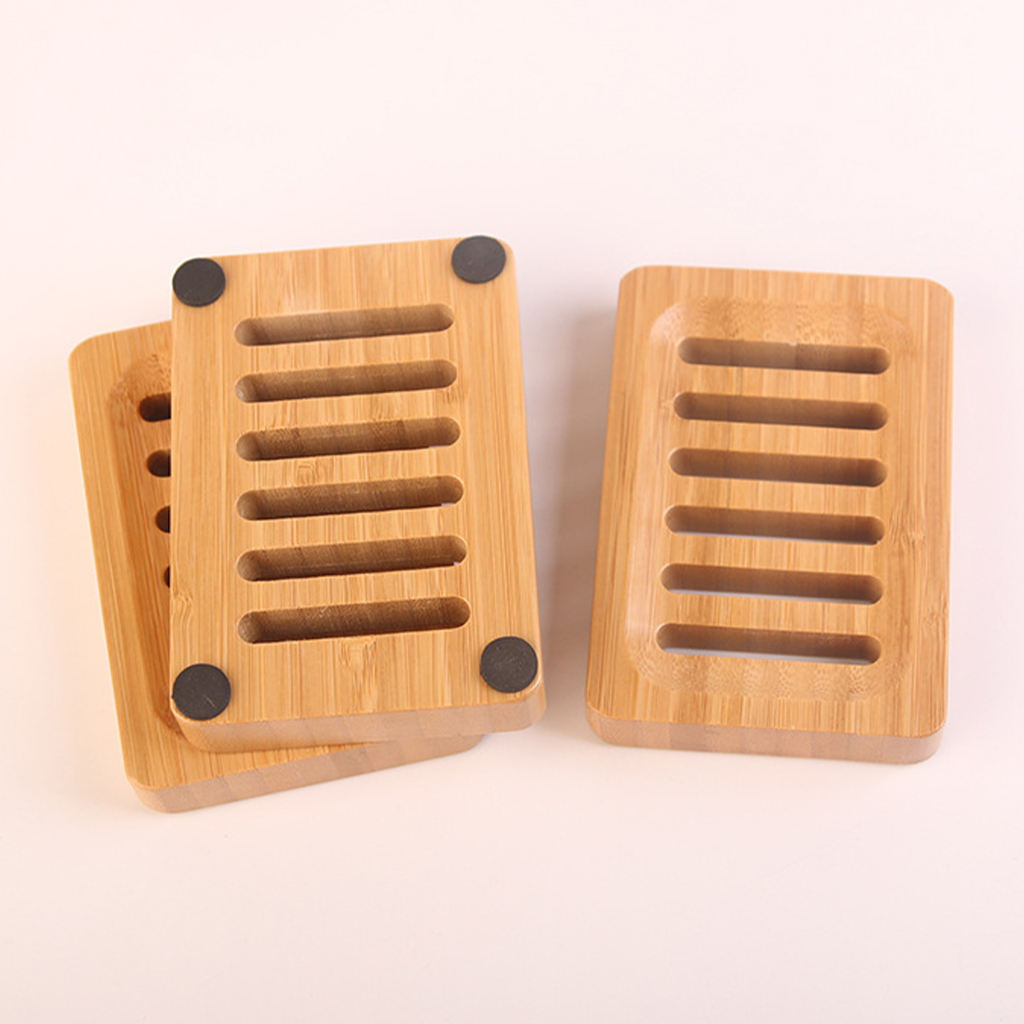 Bamboo Soap Dish Rectangular Clean Wooden Container Natural Color Sponge Holder for RV Bathtub Countertop Sinks Outdoor