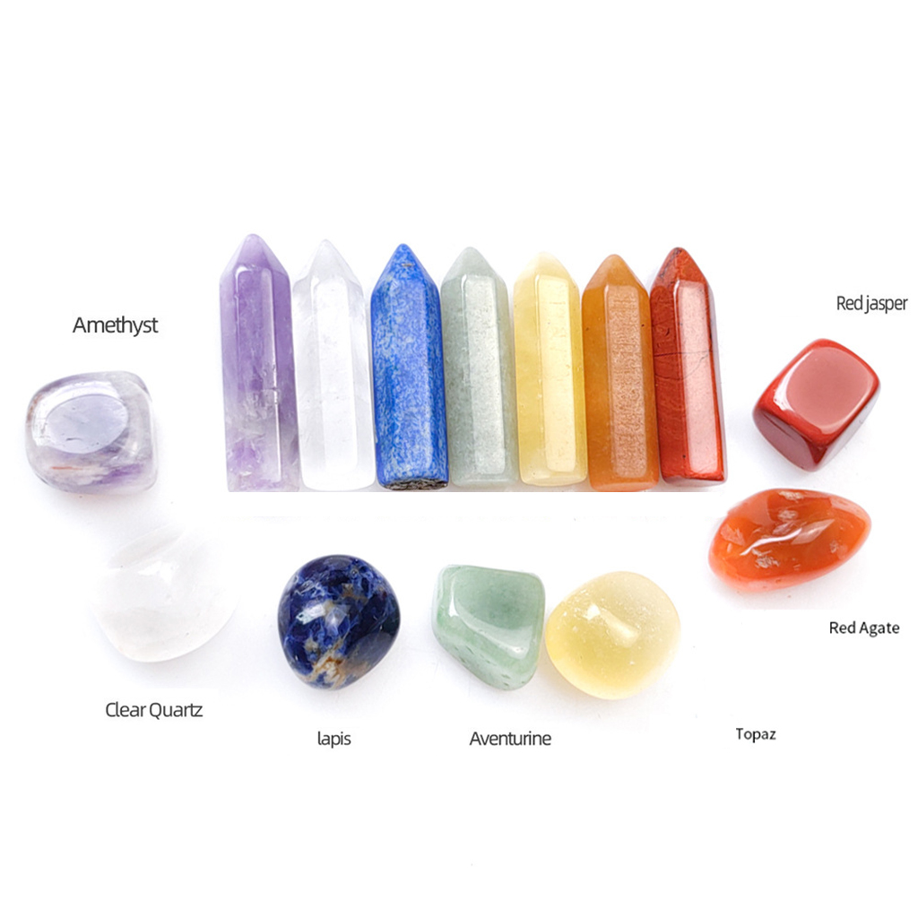 Multi-colored Crystal Energy Stones Topaz Gems Yoga for Aquarium Gift Box