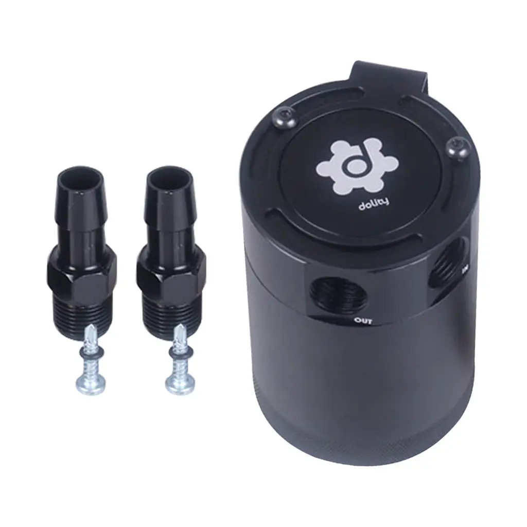 Universal Oil Catch Can Compact Baffled 2-Port Plug With Fittings Aluminum Reservoir Oil Catch Tank Fuel Tank Parts