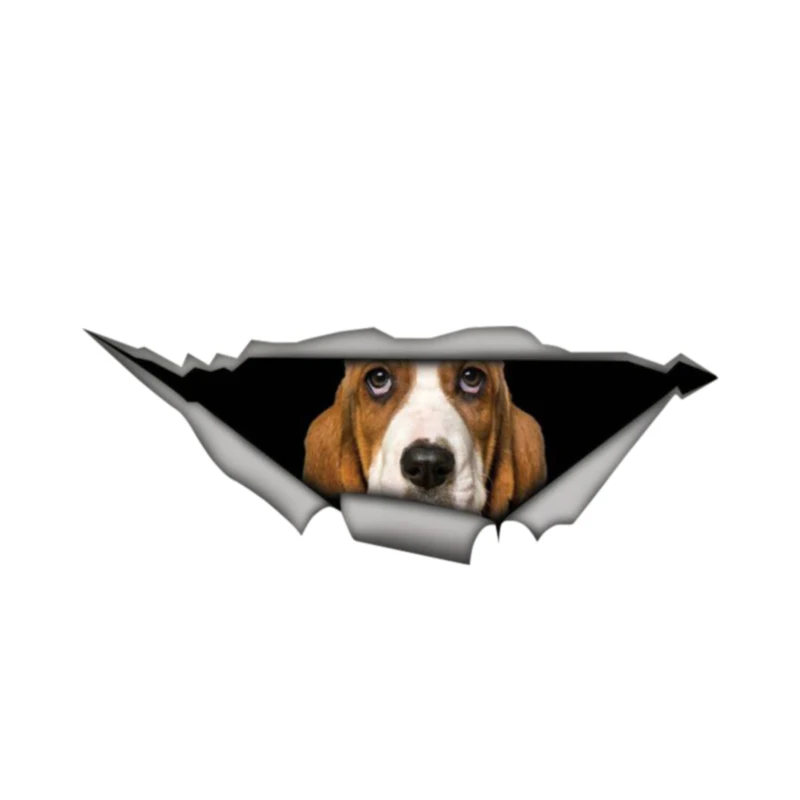Creative Car Sticker Basset Hound 3D Car Window Decal Accessories Waterproof High Quality Vinyl Cover Scratches PVC 13cm X 5cm personal number plates