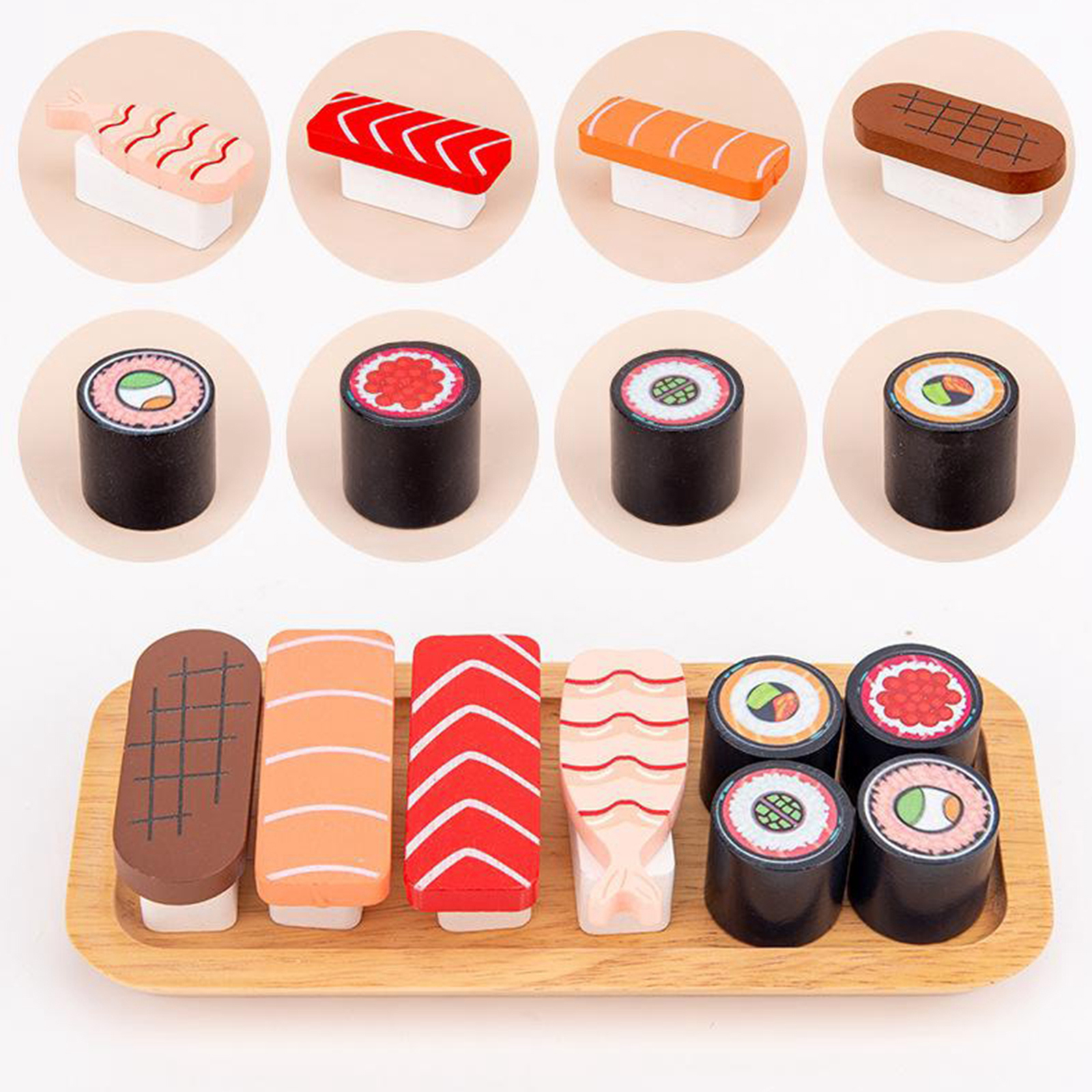 Wooden Sushi Set Food Toys Play Sets Enjoy Role Play Chef for Kids Children