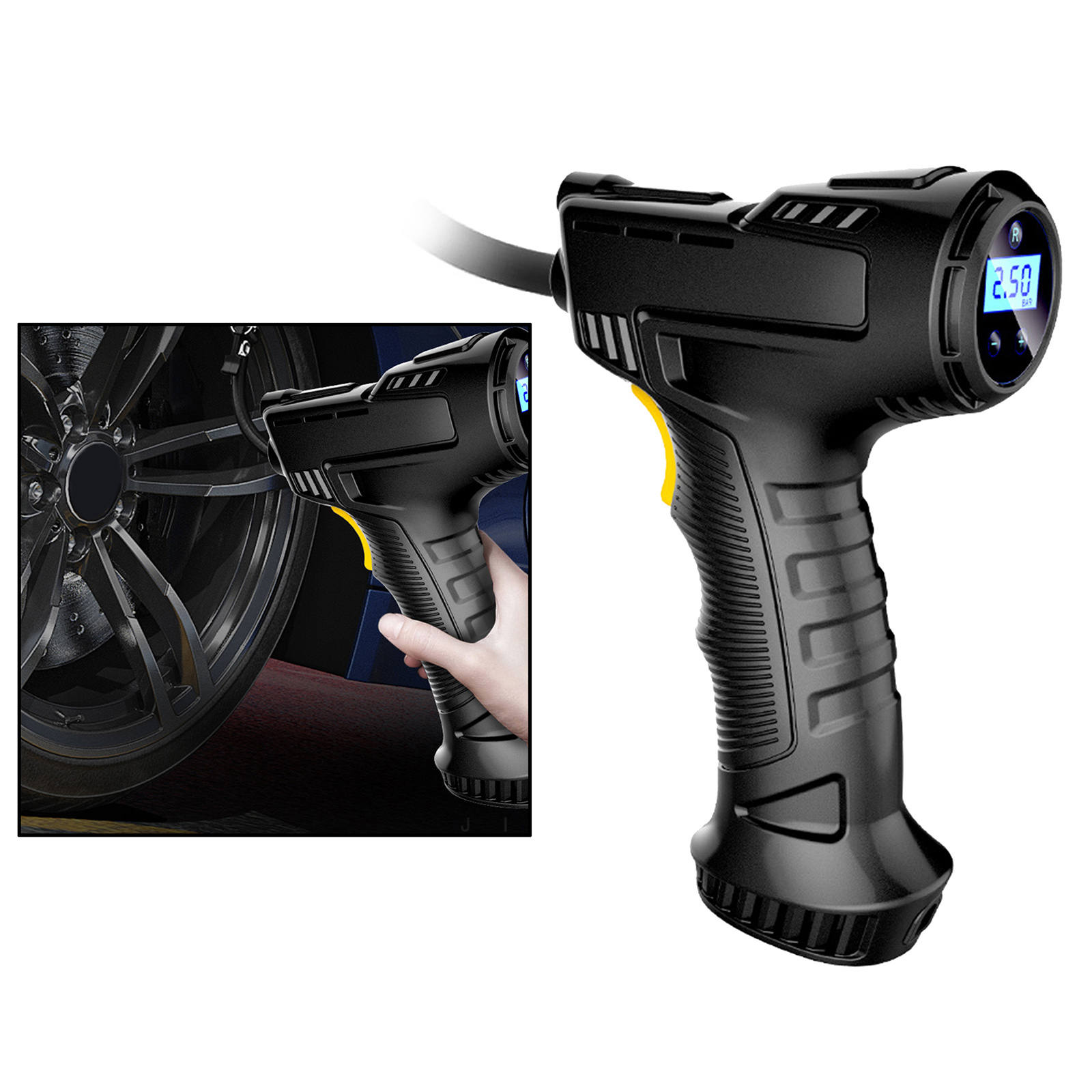 Handheld Cordless Tyre Inflator Air Pump Inflation LED Light Rechargeable