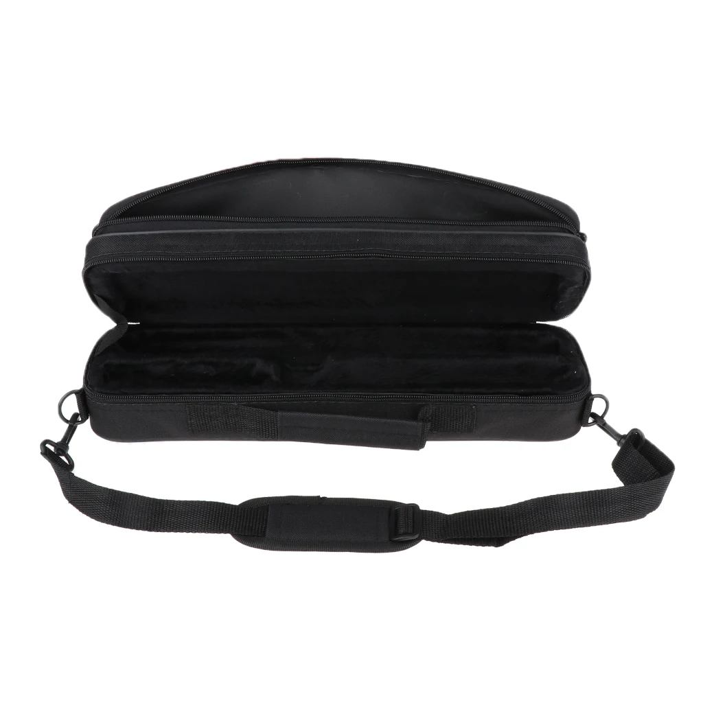 Padded Flute Gig Bag 16 Holes Flute Case with Shoulder Strap and Carry Handle - Black