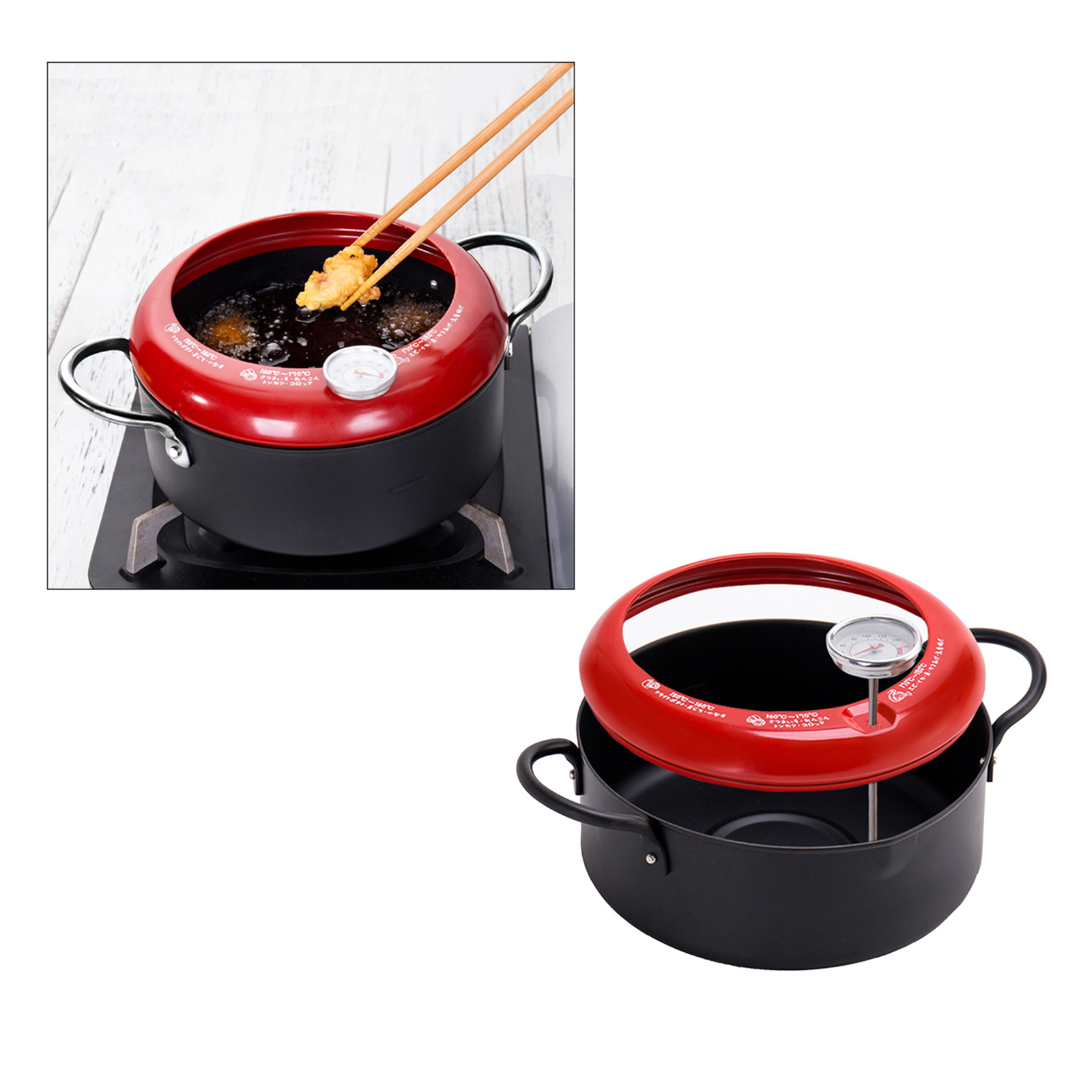 Mini Deep Frying Pot Temperature Controllable Tempura Fryer Pan Stove Top