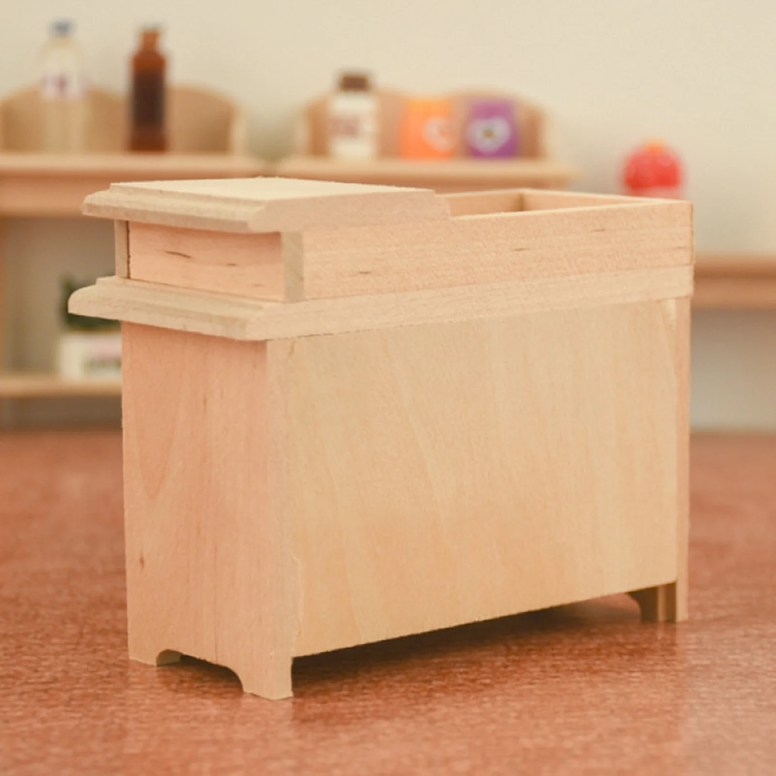1:12 Wood Dollhouse Wash Basin Miniature Furniture Cabinet Handcraft for Bathroom Decoration Accessories Parts
