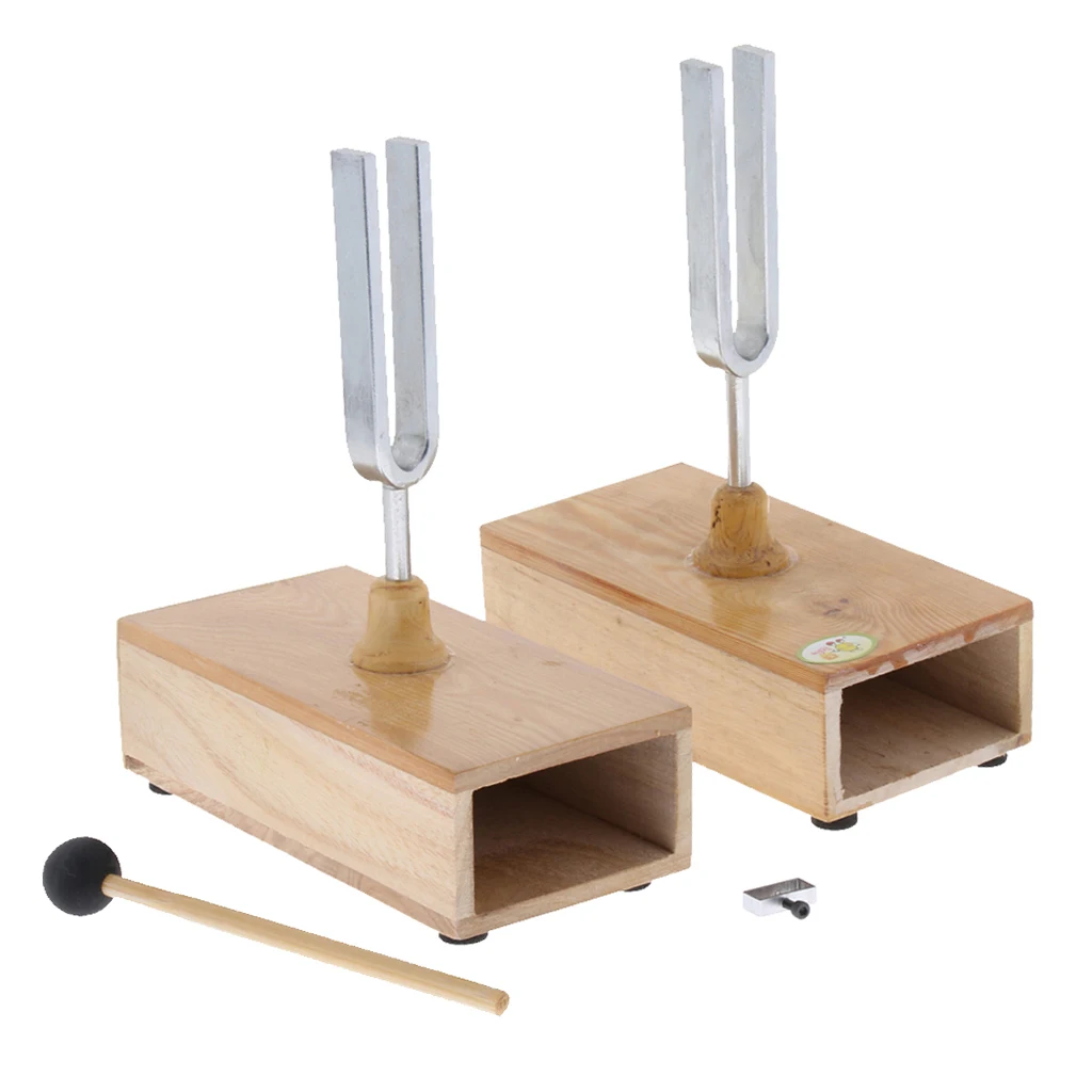 1 Set 440HZ Wooden Resonant Box with Tuning Fork Acoustic Science Tools
