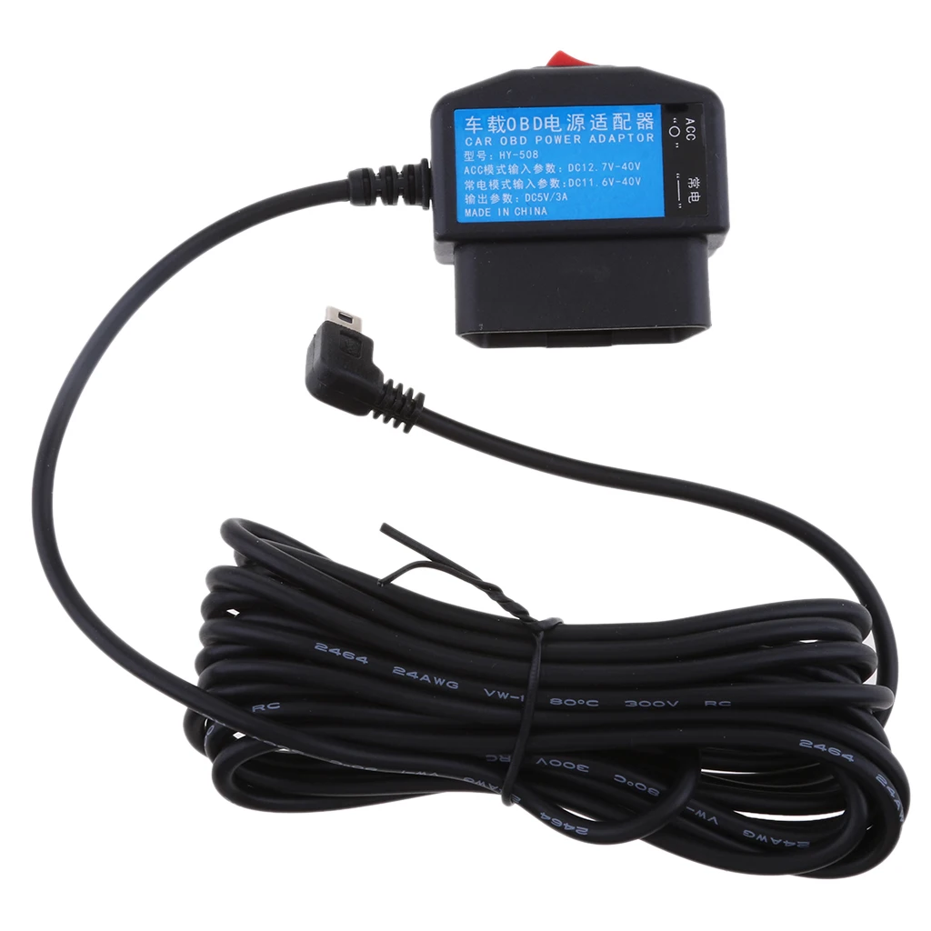 12/24V to 5V/3A Dash Cam / Car Video Recorder Hardwire Kit DVR OBD Buck Line
