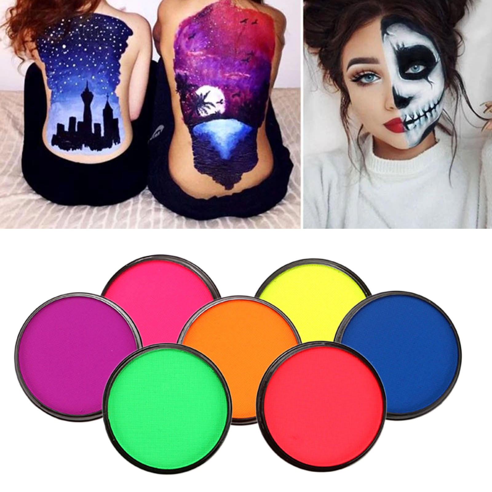 7Pieces 30g/pc Water Based Face Body Paint Pigment Makeup in Carnival Party Festival Makeup Tool
