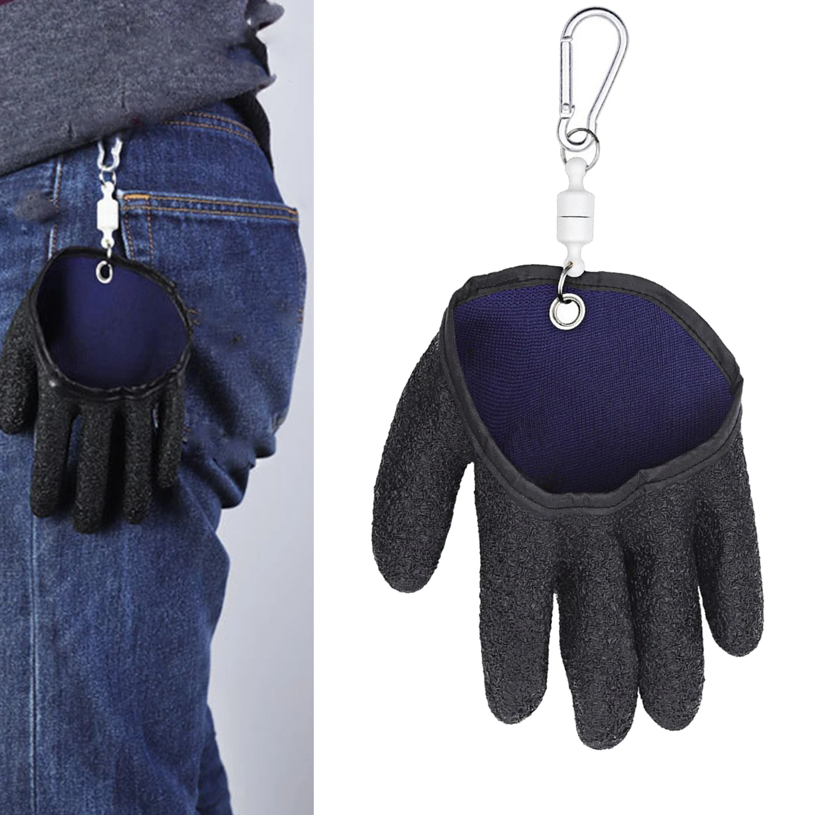 Right / Left Fishing Gloves W / Magnet Puncture Resistant Hooks