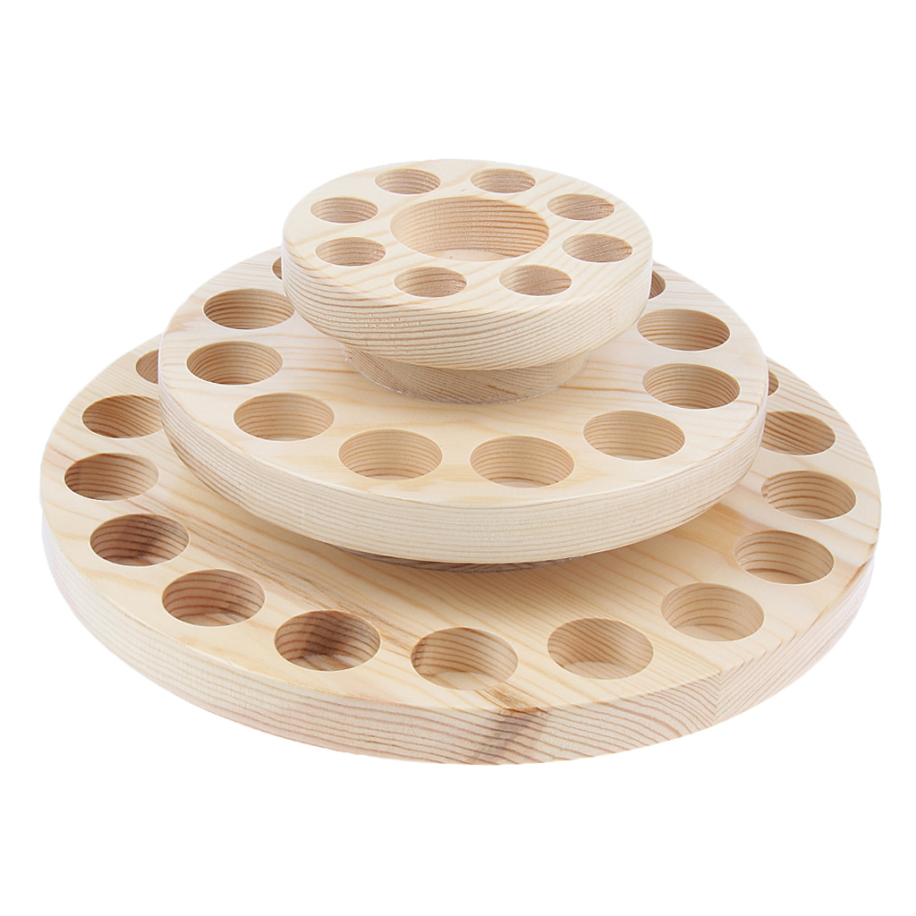 3 Layers Wood Essential Oil Display Stand Rotating Cosmetic Organizer Rack