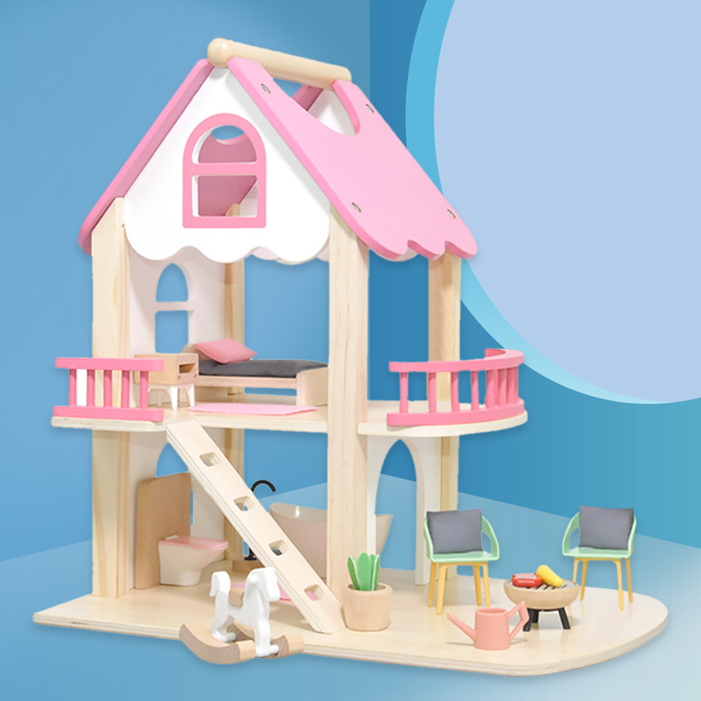 DIY Dollhouses Princess Pink Castle Play House Doll Accessories for Children on Birthday Holiday