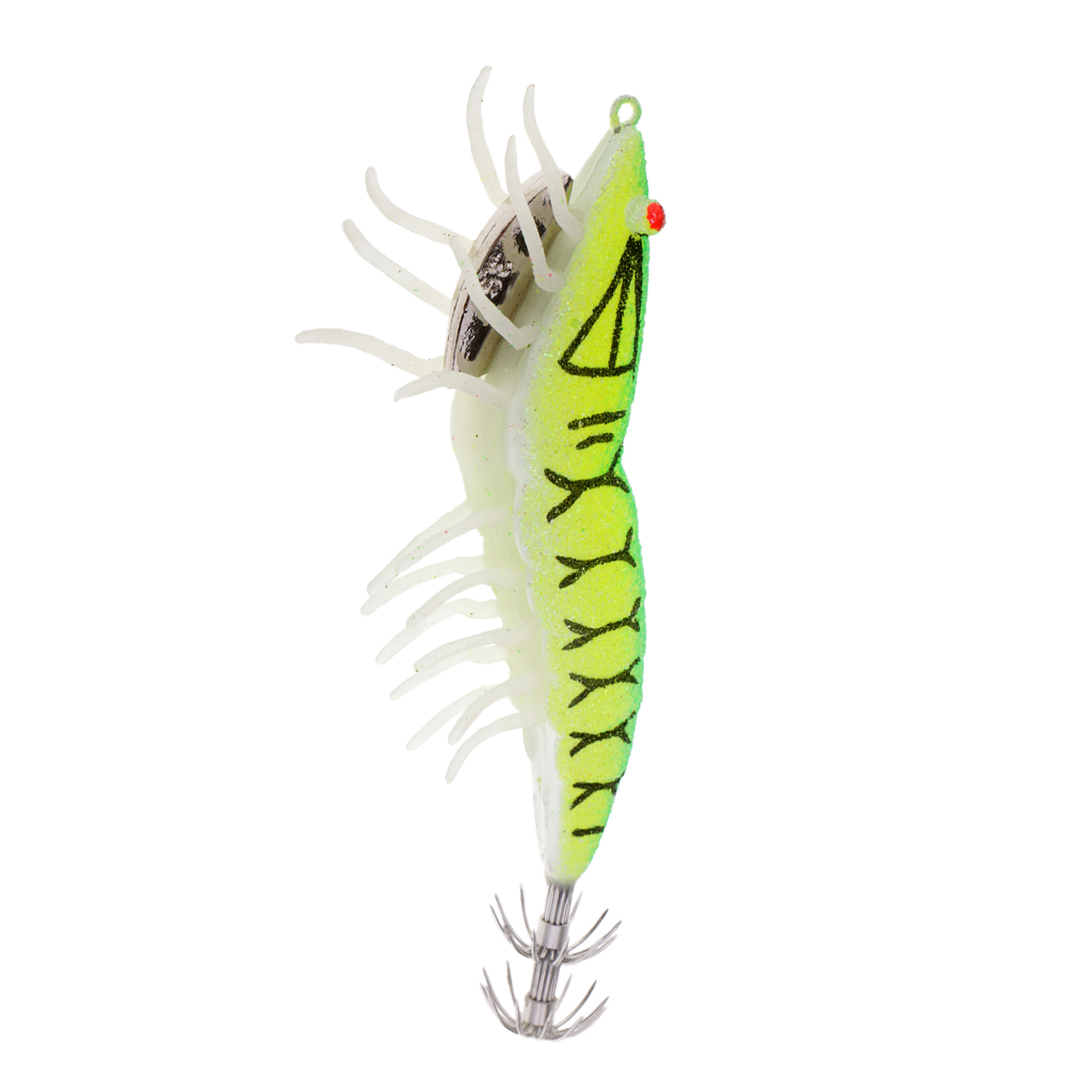 Glow In Dark Squid Jig Hooks Shrimp Fishing Lures With Luminous Soft Leg