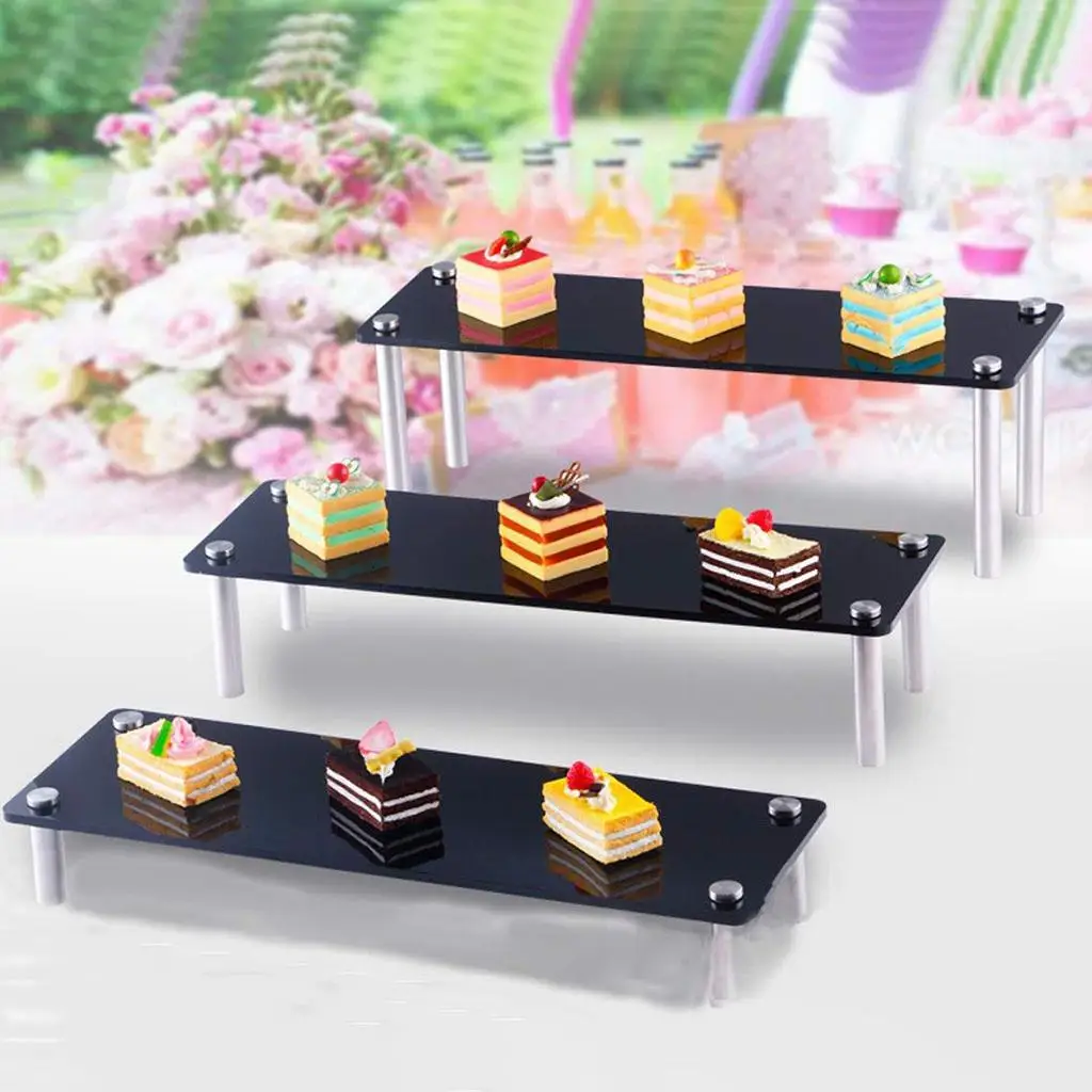 Black 3 Tier Acrylic Cupcake Display Stand for Doll Collection (12x5inch)