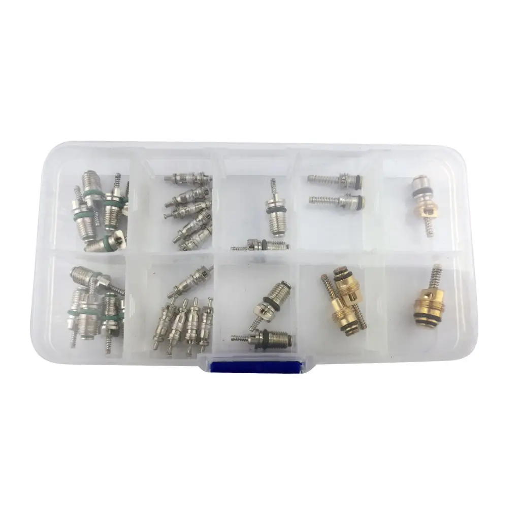 30 Pcs Car Assortment A/C AC System Schrader Valve Core For R134A Kit Of 7 Kinds Valve For Toyota GM Ford Volvo Honda Etc