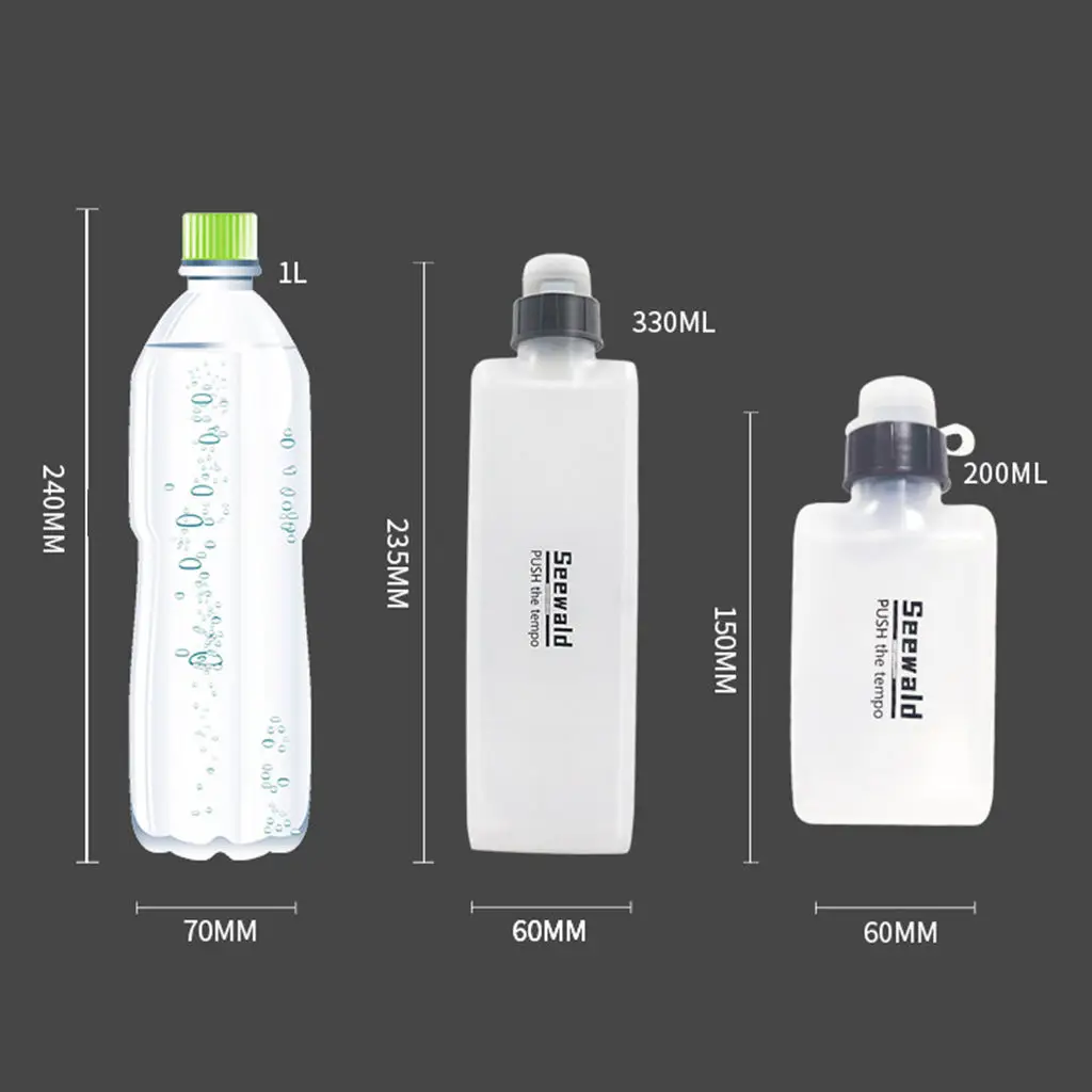 200/330mL Water Bottle Clear Portable Flat Plastic Kettle Drinkware Sports