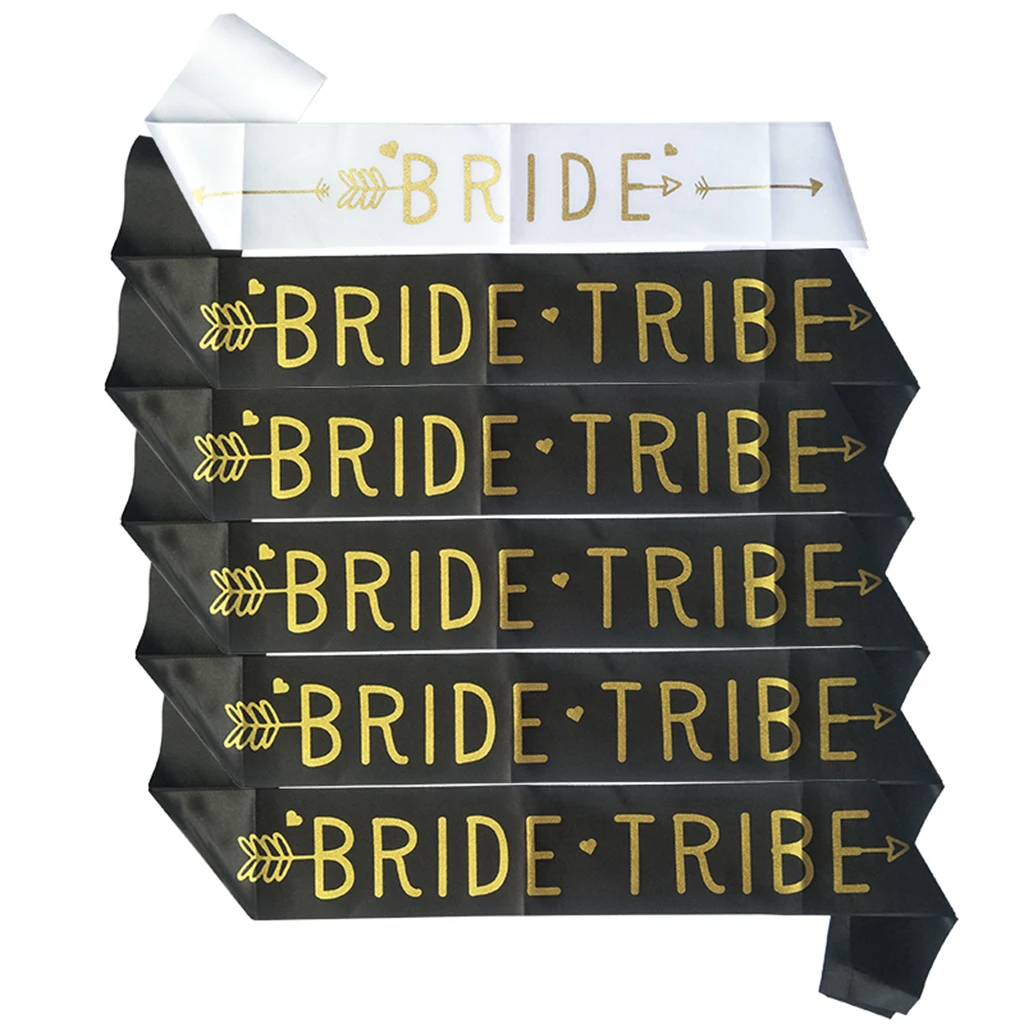 Glitter Gold Bridal Sash & 5  Sashes Supplies for Wedding Hen Party