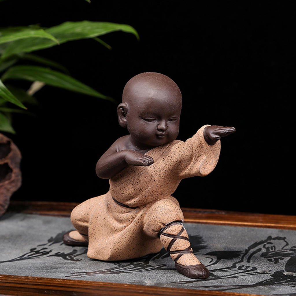 Small Monk Statue Chinese Kungfu Fingurines Home Office Desktop Sculpture Abstract Art Craft Decoration Gift