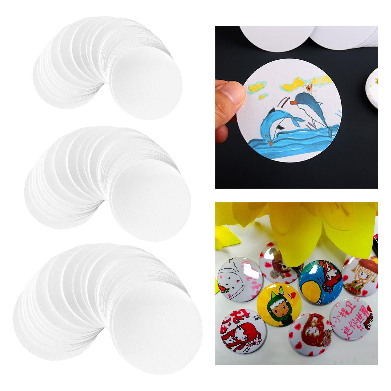 100pcs DIY Crafts Blank Badge Button Paper 44mm/58mm/75mm Crafts Blank Badge Drawing Paper for School Students Handcraft
