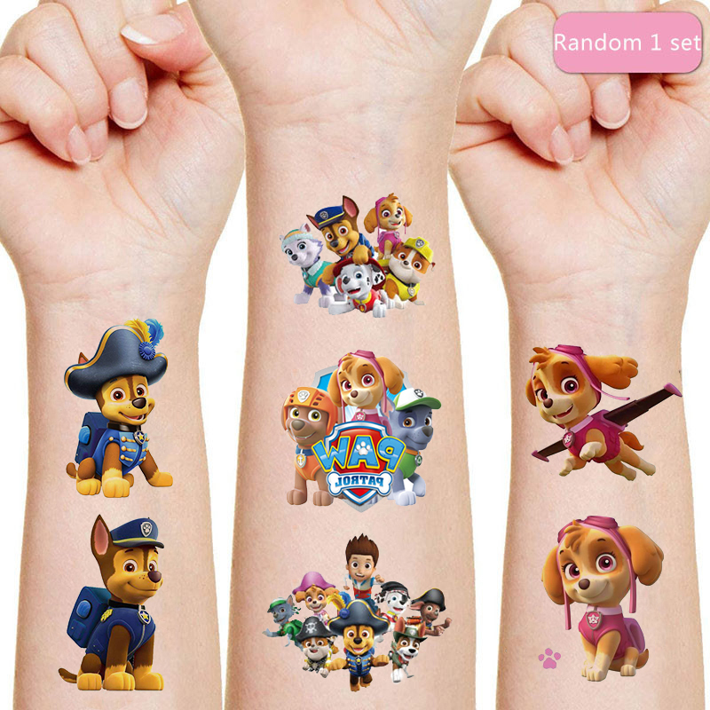 PAW Patrol Tattoo stickers random 1PCS action figure Cartoon Puppy patrol Chase Skye toys boys girls Xmas kids birthday gifts