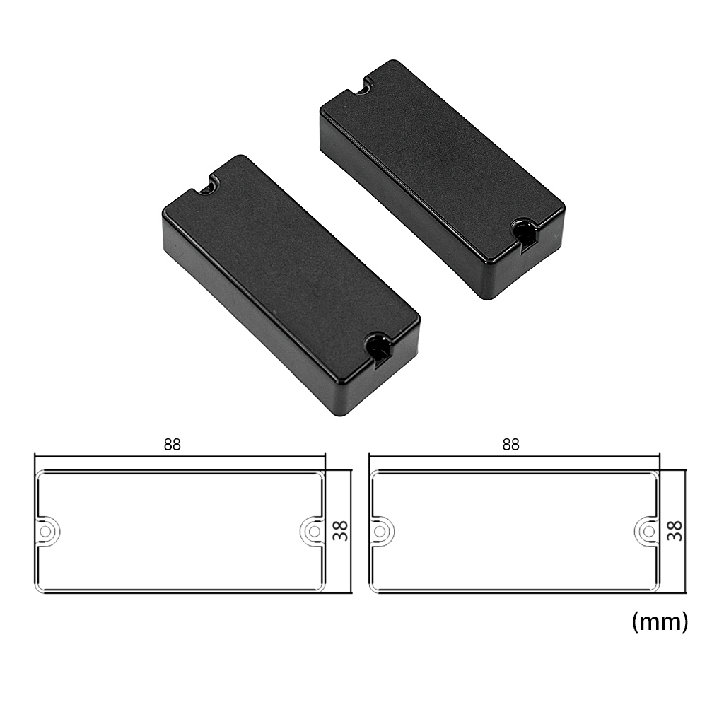 Pack of 2 Open 4 String Bass Pickups Wired Soap Bar Style Musical Instrument Accessory, Black