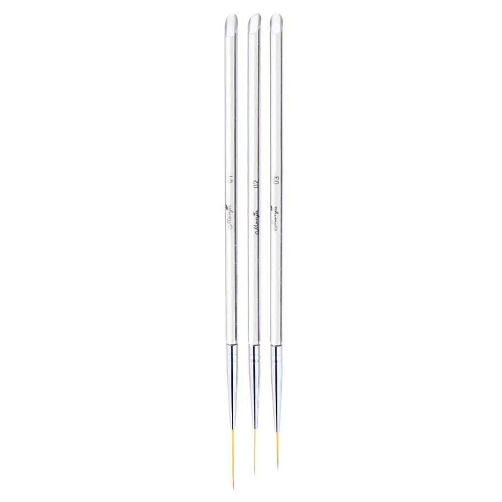 Pack of 3 Professional Nail Art Drawing Painting Pen Brush   Liner Brush