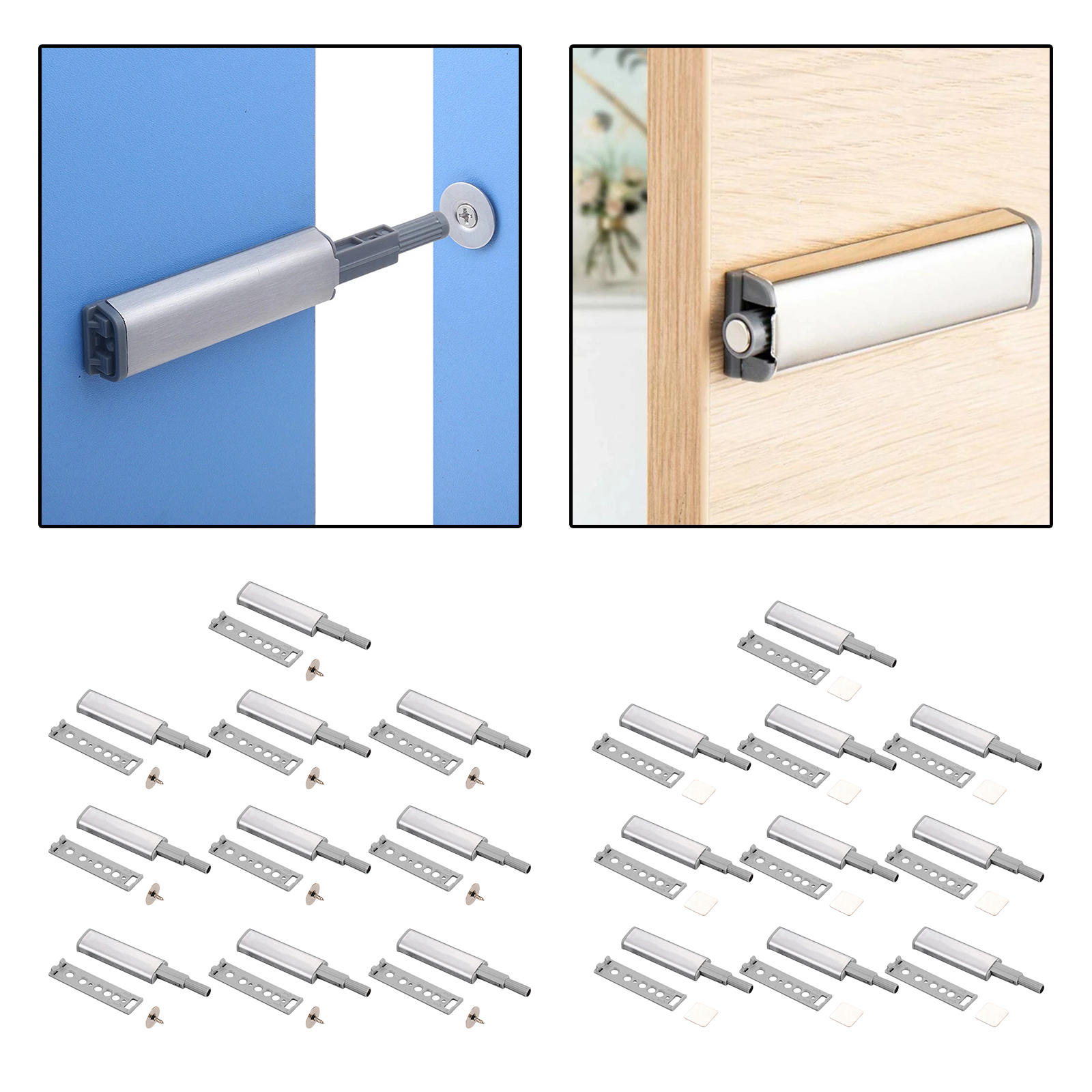 10Pcs/Set Cabinet Door latches Stainless Steel Buffer Easy to Install for Furniture