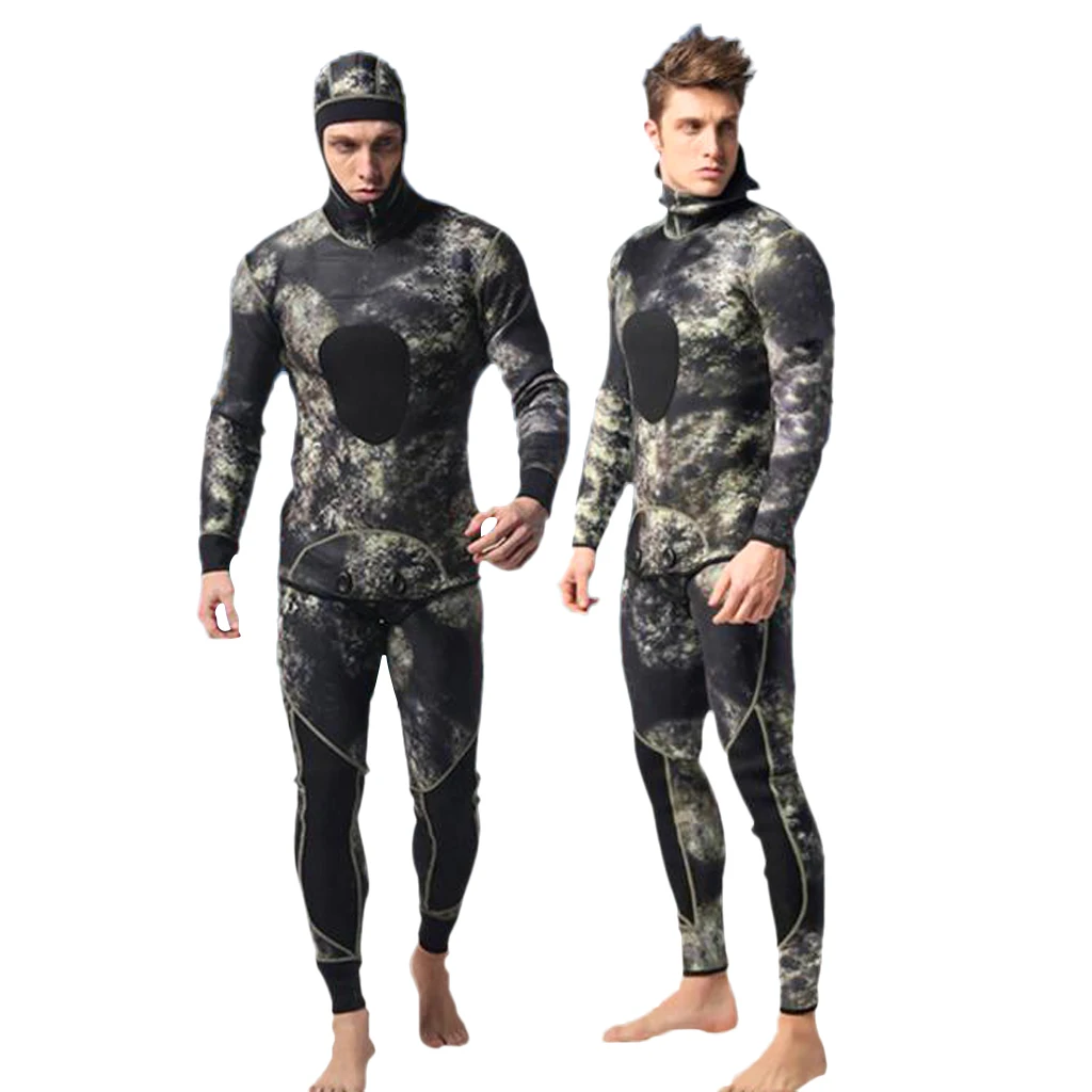 Men 3mm Neoprene Warm Wetsuit Two-piece Snorkeling Fishing Diving Surf Swim Suit