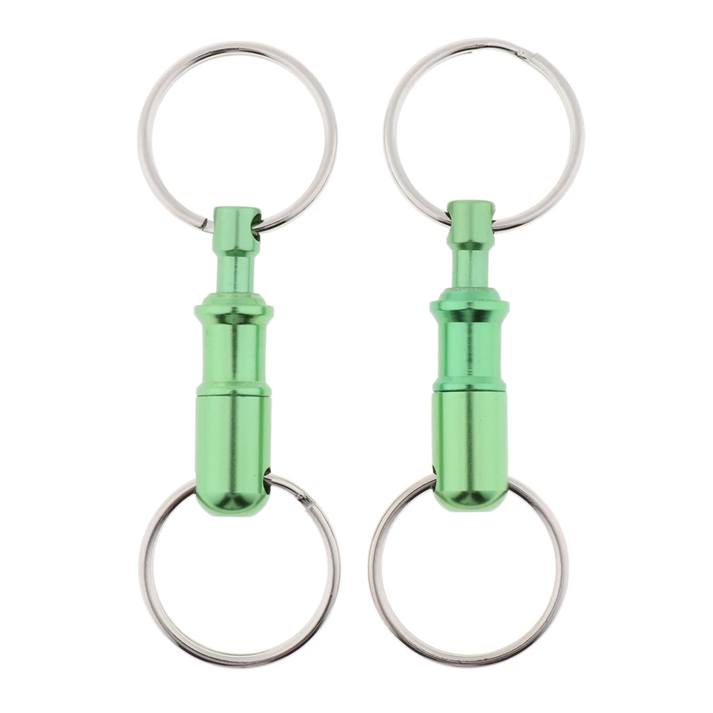 2 Pack Quick Release Detachable Keyring Pull Apart Keychain, Double S plit Snap