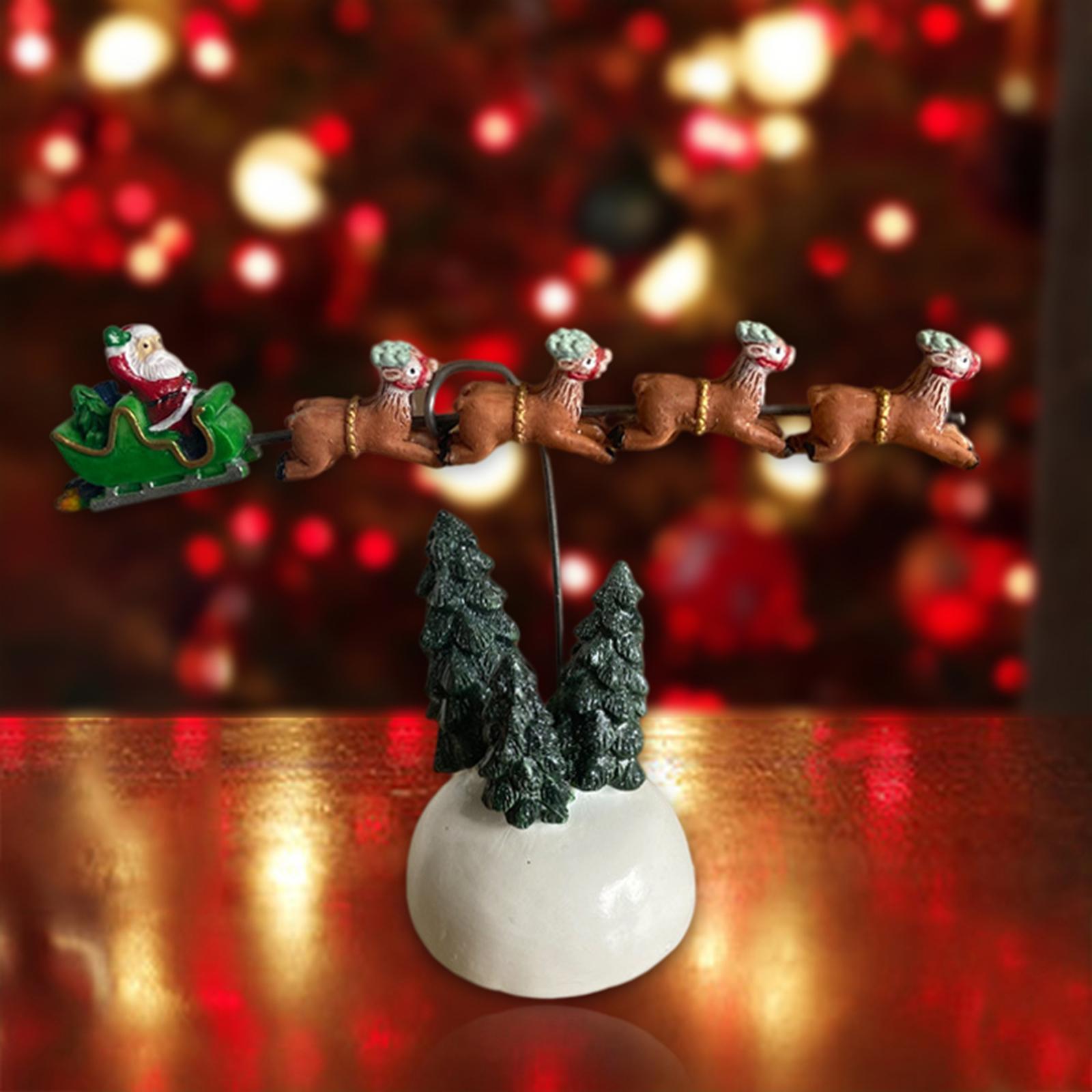 Away Flying Sleigh Statue Christmas Vacation Village for Home Decoration
