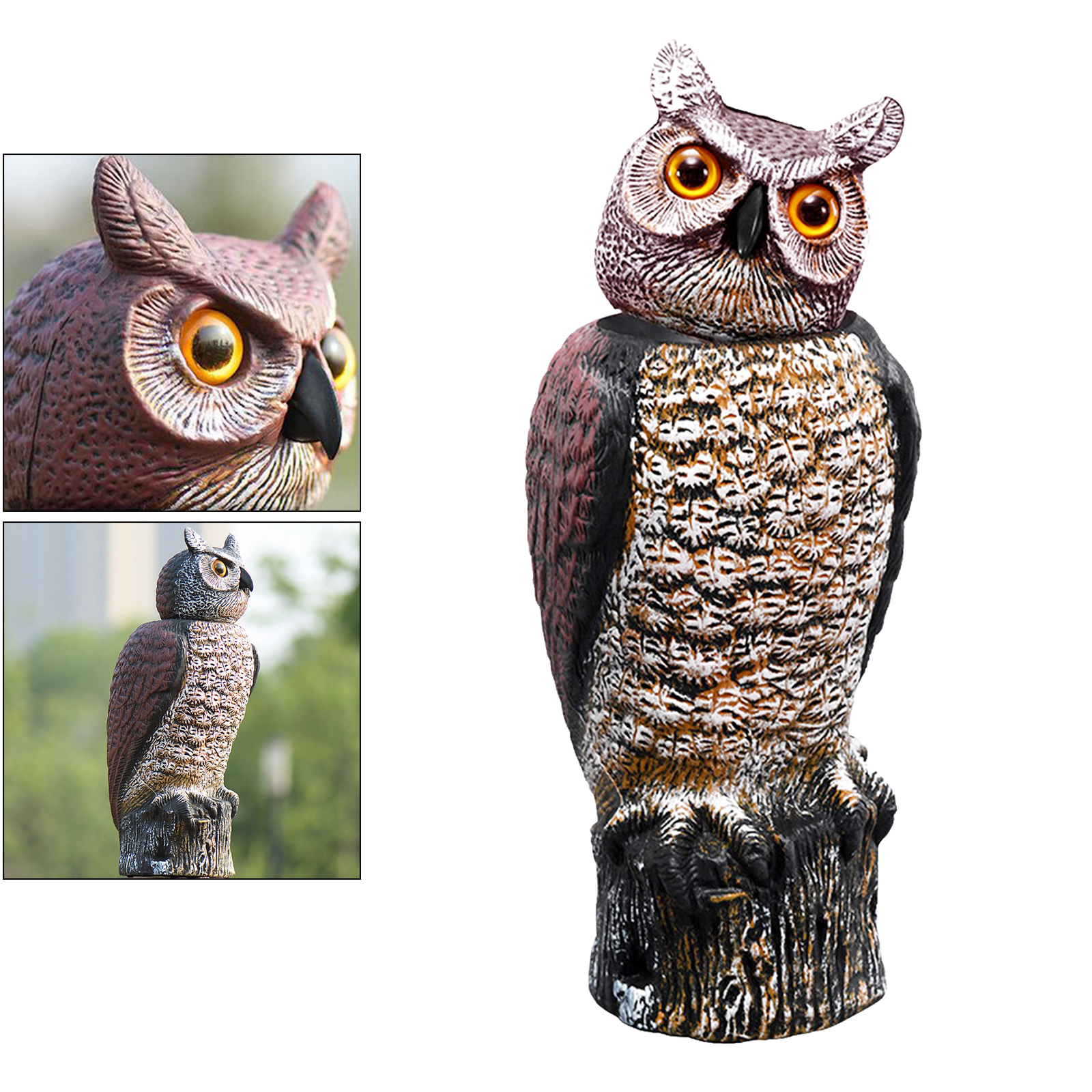 Horned Owl Decoy Scarecrow Bird Deterrent Repeller Nature Enemy Pest Control