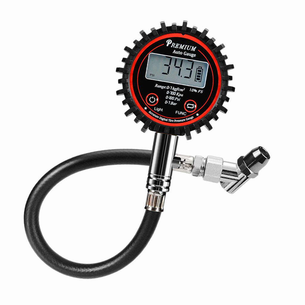 High Accuracy 100 PSI LCD Digital Tire Air Pressure Guage for Car Bike