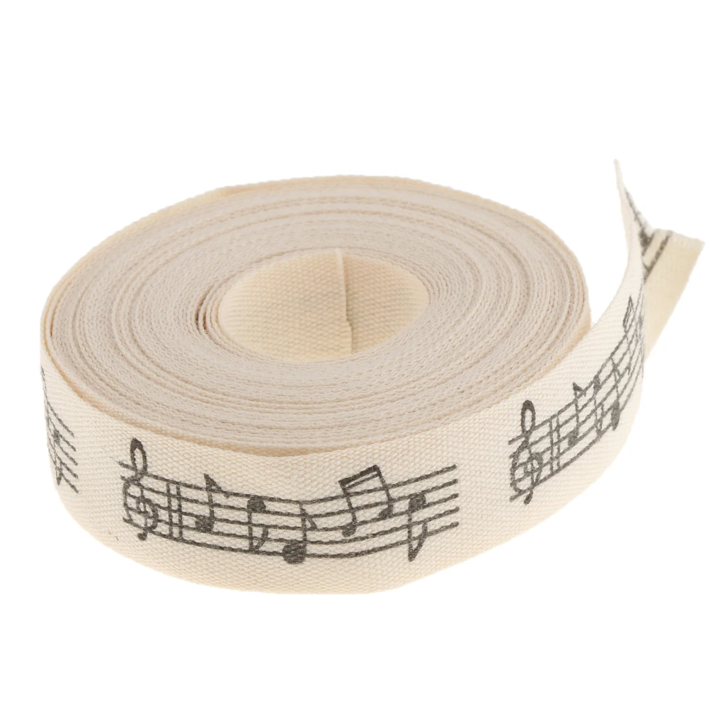 MagiDeal 5 Yards Musical Note Printed Cotton Ribbon Gift Package Craft DIY Sewing Accessories 15mm