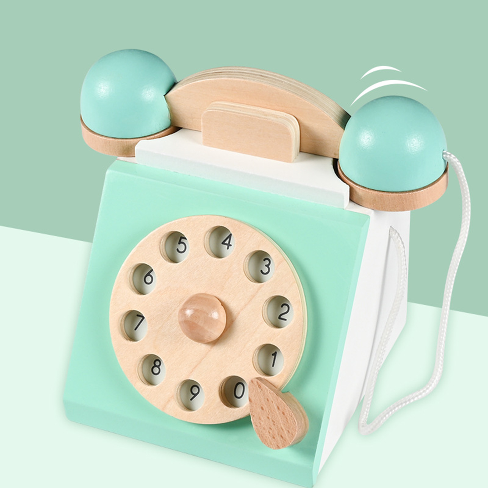 Realistic Retro Vintage Antique Dial Telephone Playset Pretend Play Montessori Early Edcuation Wood Toy Role Play Birthday Gift