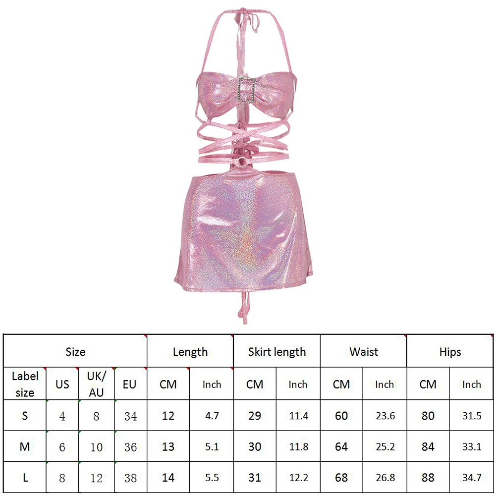 lawn suits YiYiMiYu 2021 Glitter Pink Two Piece Set Fairy Sexy Crop Top Mini Skirt Summer Clothes Sexy Club Rave Festival Outfit plus size dressy pant suits