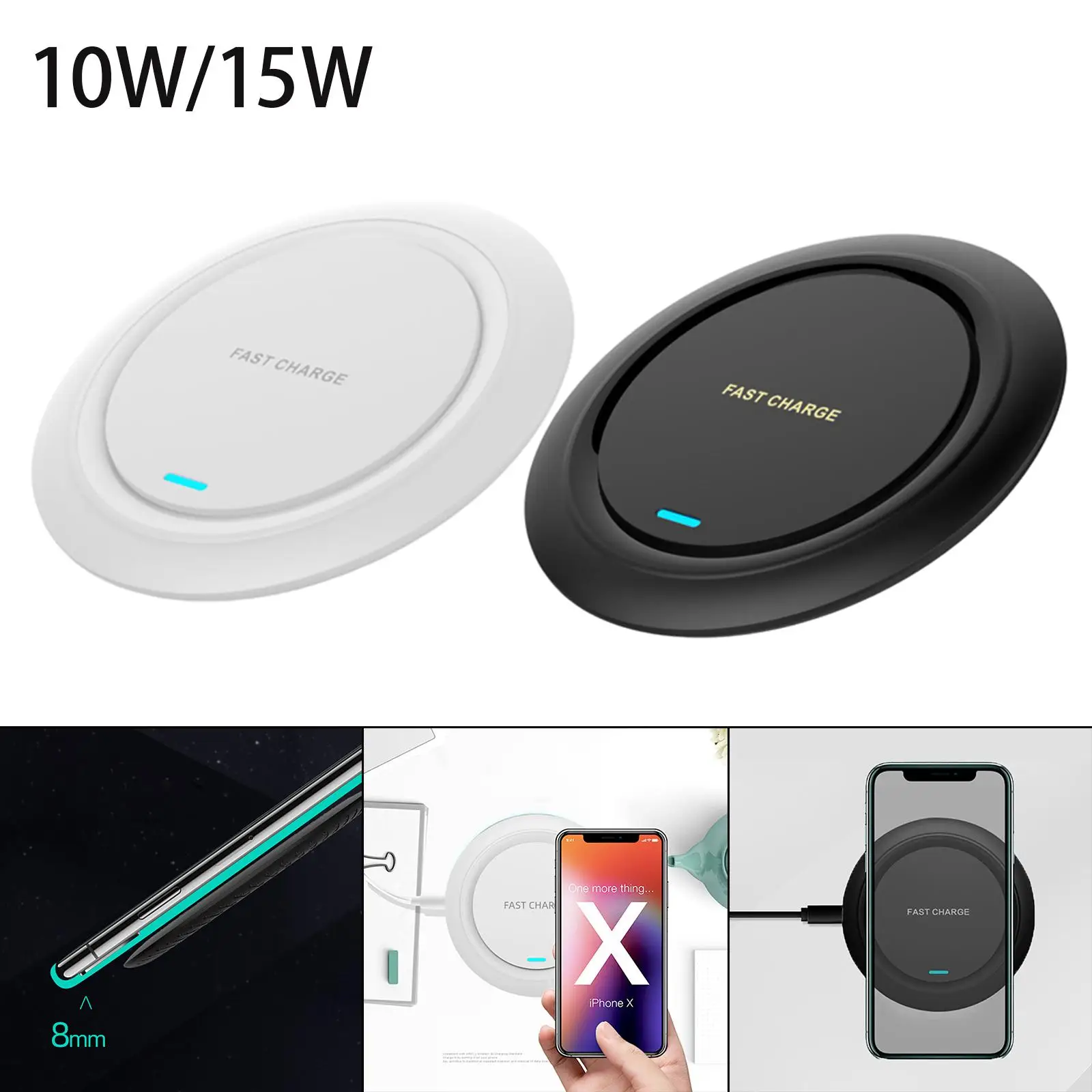 Wireless Charger Qi-Certified Multi-Function Protection 10W/15W Full Mirror Screen 2000MA Adapter for iPhone x All Smartphones