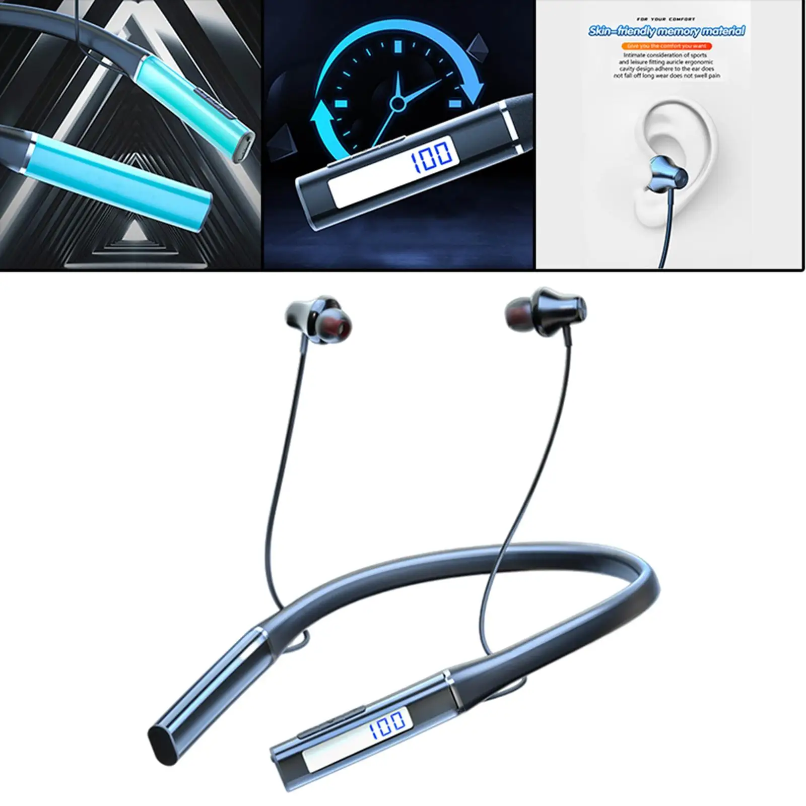 Wireless Neckband Headset Gaming Earbuds Waterproof Magnetic Wrap In-Ear 550mAh Sports Headset Headphones for Smartphones Laptop