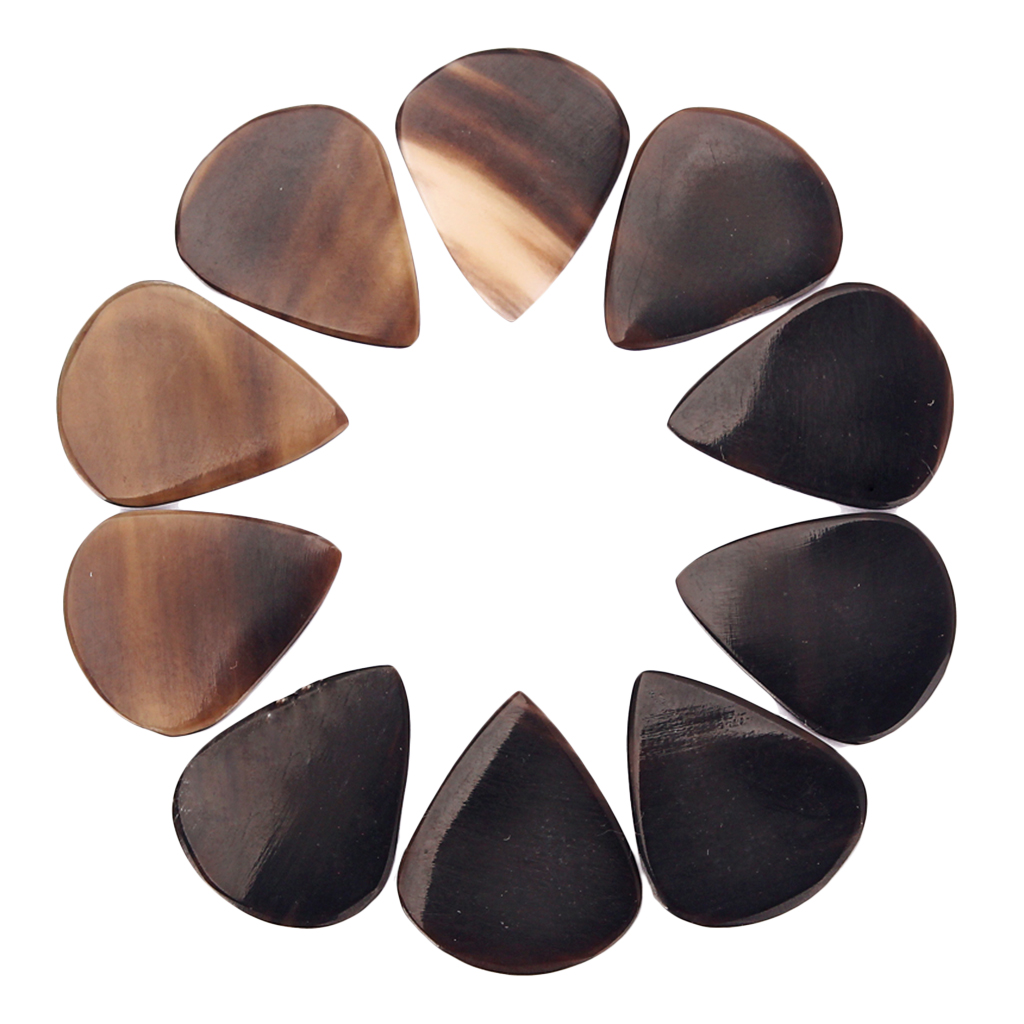 10 Pieces Buffalo Horn Guitar Picks for Bass Mandolin Banjo 0.8--1.2mm