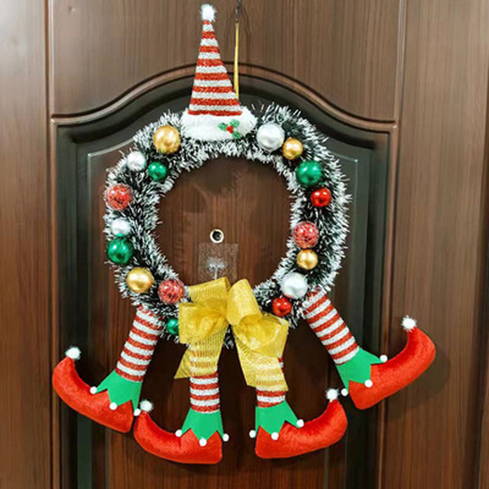 Christmas Wreath Garland Clown Handmade for Front Door Celebration Farmhouse Wall Home Decor Xmas Festival Holiday