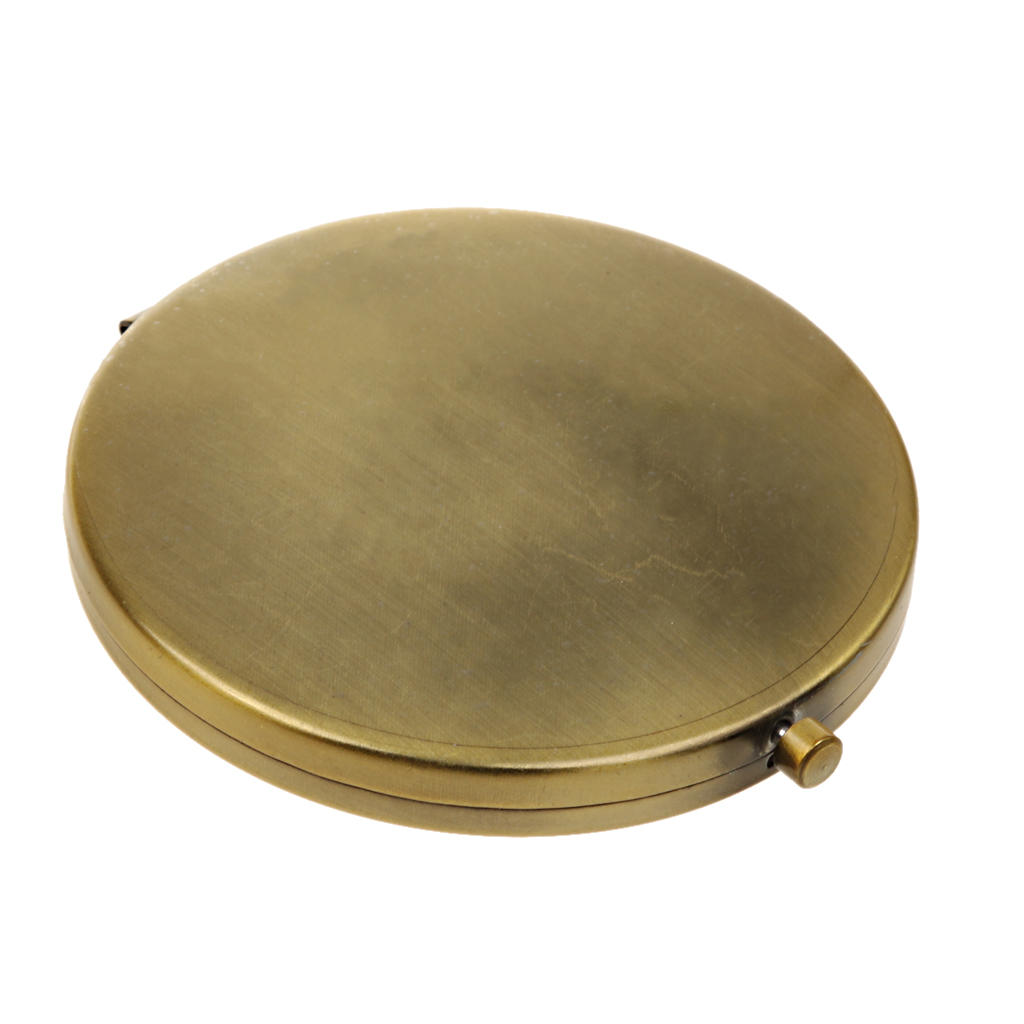 Antique Bronze Plain Double Sided Round Folding  Mirror & Magnifying Glass