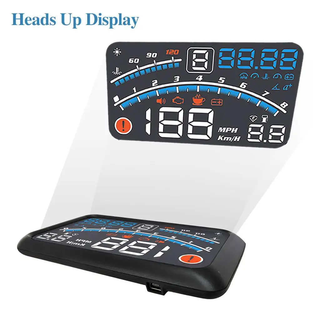 5.5'' Car Speedometer Digital HUD Head Up Display OBDII Overspeed MPH/KM  Warning