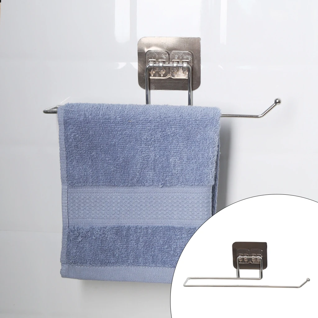 Punch-Free Kitchen Toilet Paper Holder Towel Holder Self Adhesive Rack Wall Mounted Bathroom Storage Accs
