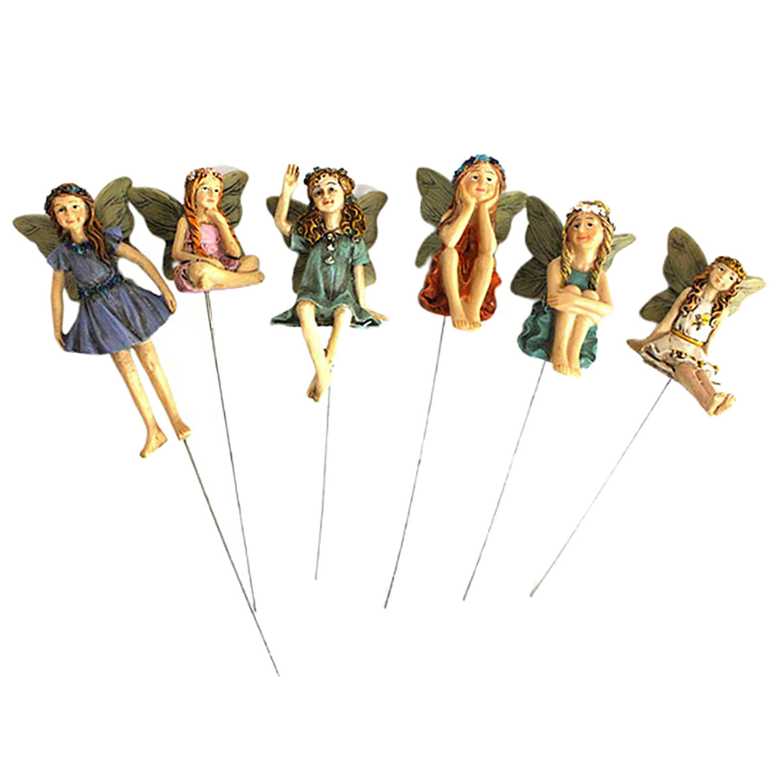 Set of 6 Flower Fairy Miniature Figurine Garden Ornament Outdoor Yard Decor House Accessories