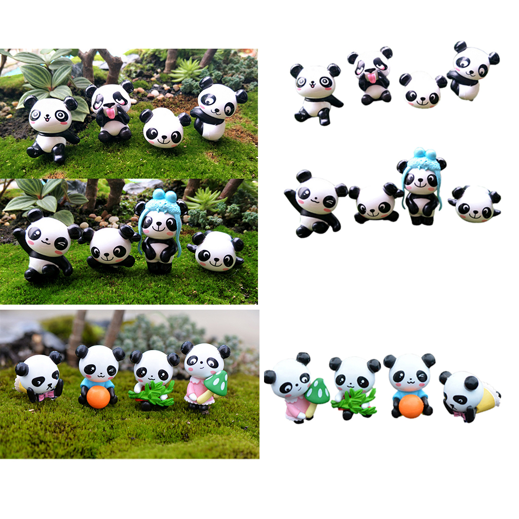 24 Pieces Panda Miniature Dollhouse Bonsai Fairy Garden Landscape Decor